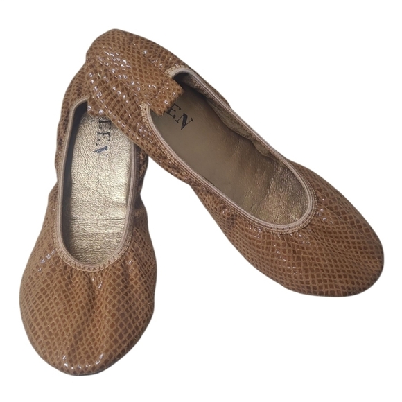 Preen New York Snake Skin Ballet Flats Brown Size EU 38 US - Picture 1 of 10